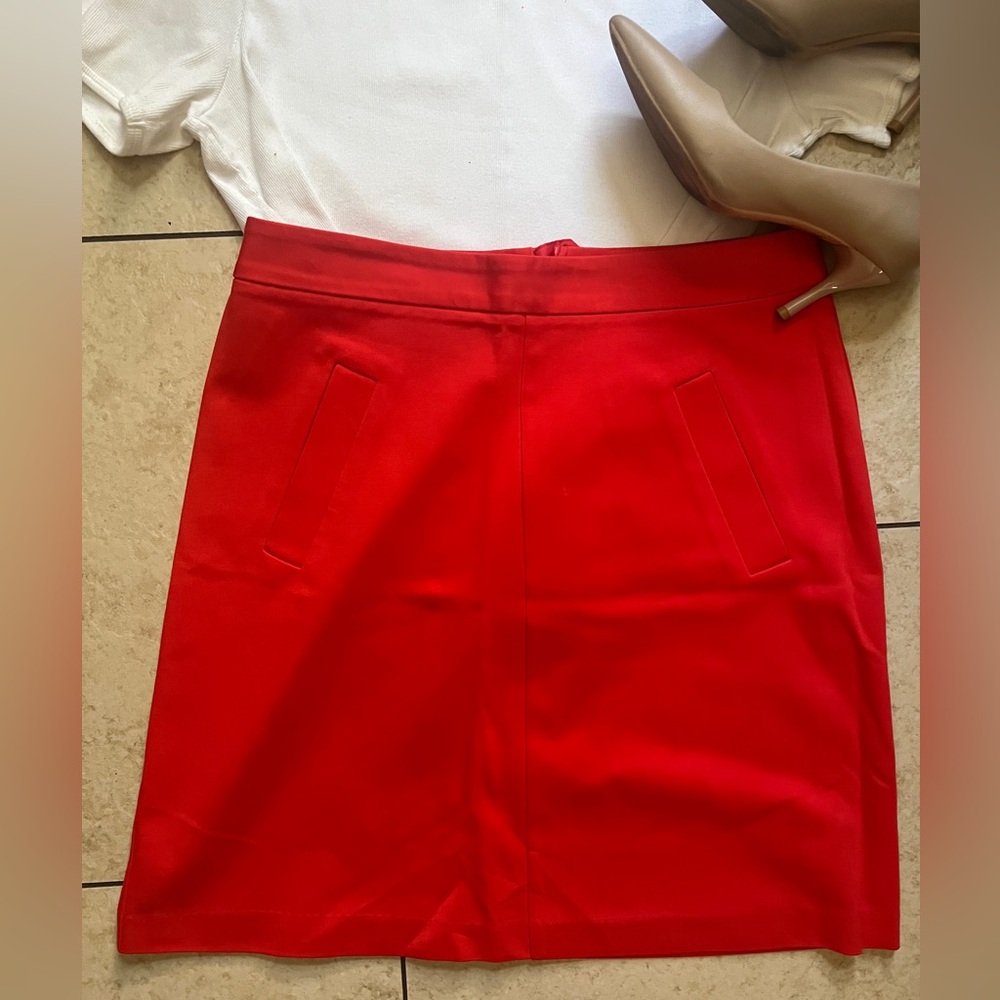 Mario Serrani red skirt faux pockets size 10